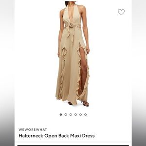 WeWoreWhat Beige Halterneck Maxi Dress